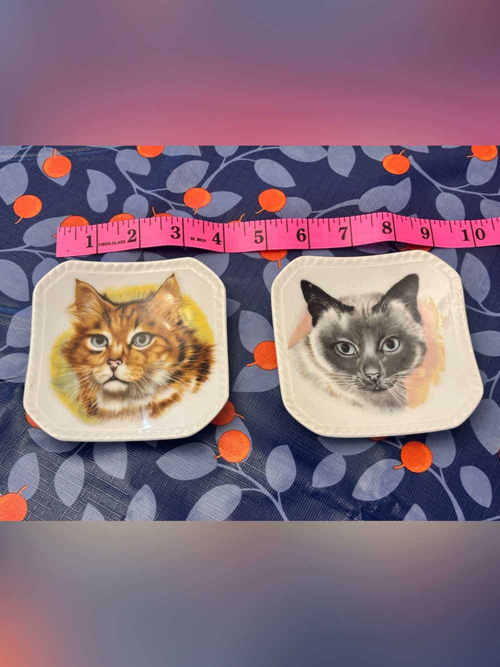 Set of 2 Ceramic Cat Face Trinket Dishes